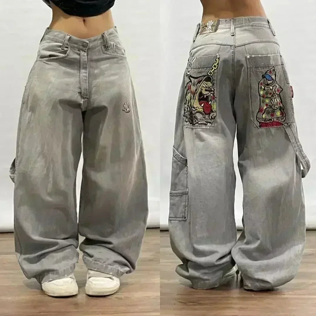Street Y2K New Fashion Trend Clearance Spot Special Straight Jeans Women Harajuku Hip Hop Oversized Wide-leg Pants Unisex Jeans