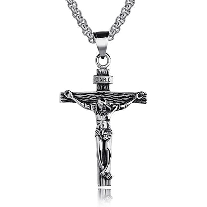 Christian Jesus Cross Necklace For Women Men Stainless Steel Chains Choker Religion Cross Pendants Jewelry Prayer Baptism Gifts