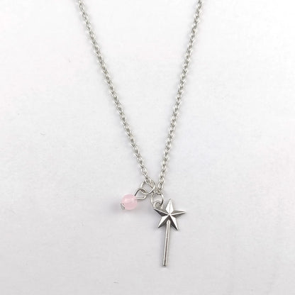 Wicked Necklace Glinda Rose Quartz Wand Necklace Elphaba Aventurine Hat Necklace Natural Gemstone Crystal Charm Necklace
