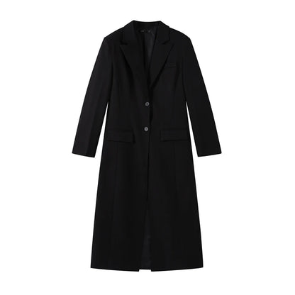 High Street Women Woolen Coat Solid Loose Turn-down Collar Double Breasted Long Sleeve Jackets Autumn Winter All-match Jacket