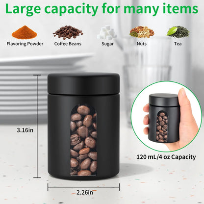 Glass Storage Jar (4 oz, 120ml) Smell Proof Visual Container with Child Resistant Cap Multipurpose for Coffee Teas Herbs Spices
