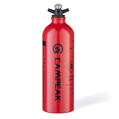 CAMPEAK Liquid Fuel Bottle Can 1L Red Water Bucket for Outdoor Camping with Safety Valve