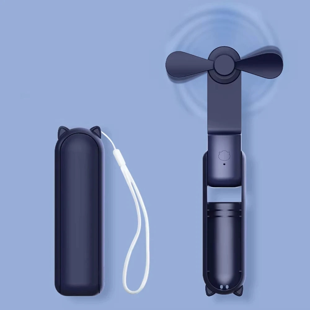 Portable Mini Handheld Fan Small Pocket Fan USB Rechargeable Battery Fan Folding Cooling Hand Fan Mini USB Fan with Power Bank