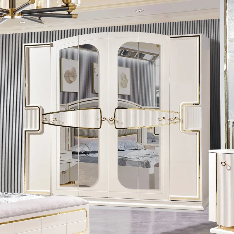 A Modern White Luxury King Size Leather Bedroom Bed Double Home Master Room Queen Wooden Full Mdf Bedroom Sets Furniture