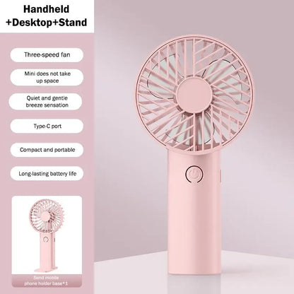 Portable Fan Creative Small Fan Pocket Hand-held Fan Lightweight Adjustable Cute Handheld Outdoor Fan Air Cooler Students Gift