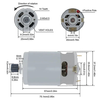 Power Tool Accessories RS550 Brushed Motor 14 Teeth 21V For Bosch For DeWalt For Makita Drill Wrench Logging Saw Chainsaw