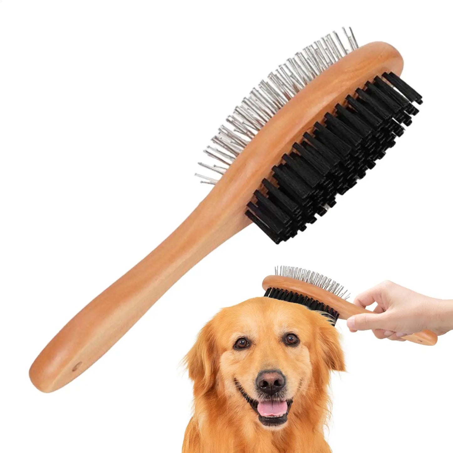Pet Grooming Brush Double-Sided Brush Comb Stainless Steel Needle Bristles Hair Remover Brush Pet Supplies for Dogs Cats