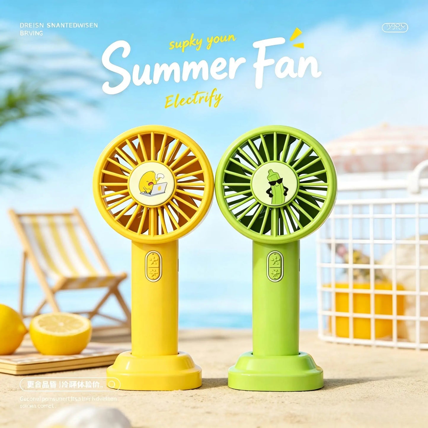 Portable Mini Handheld Fan Fruit Design Simple Fun 3-Speed Adjustable Rechargeable Summer  Cool Fan