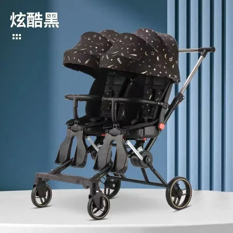 Twin strollers for two children Two seats Lightweight folding stroller Multifunctional stroller can sit and lie down
