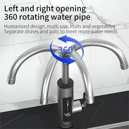 HOMEFISH 3000W 220V Electric Kitchen Water Heater Tap Instant Hot Stainless Steel Water Faucet Heater Cold Heating Faucet