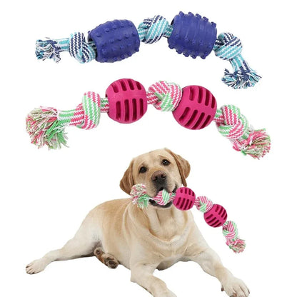 Double Knot Cotton Cord with Ball Dog Toy Teeth Grinding Toy Teeth Cleaning Pet Products