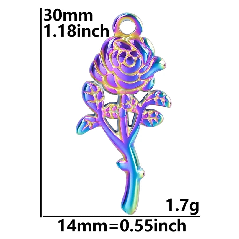 Color Brief Fashion Sense Of Design Pendant Mushroom Chain Heart-Shaped Feather Plant Rose  Marine Dolphin Pendants Diy Jewelry