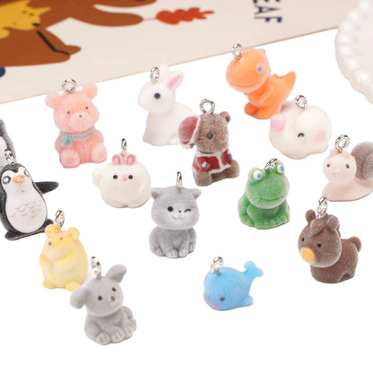1Pcs 3D Flocking Resin Charms Cartoon Animal Pendant for Necklace Earrings Keychain Making DIY Jewelry Accessories Wholesale