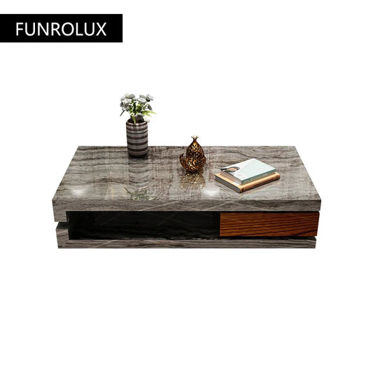 Post-modern coffee table tea table light luxury post-modern living room cave pattern square high-end storage table tea table
