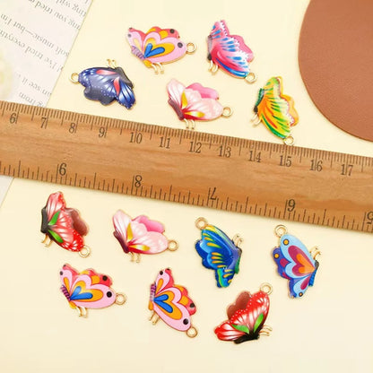 16pcs/lot Mixed Enamel Butterfly Charms Insect Alloy Pendant DIY Earrings Necklace For Jewelry Making Accessories