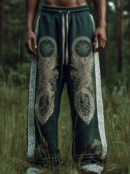 Men's Viking Nordic Sun Art Knot Tribe Celtic Rune 3D Printed Casual Pants Drawstring Straight Leg Pants Summer Beach Pants