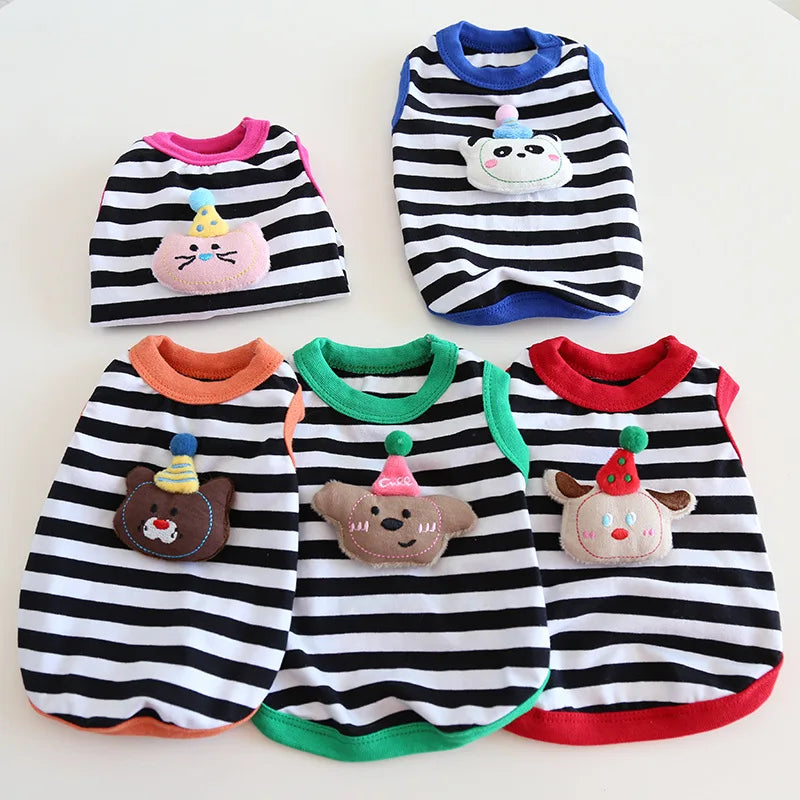 Pet Spring/summer Contrasting Striped Vest Spring/summer Cat Clothing Pet Dress Dog Clothes for Small Dogs Puppy Clothes