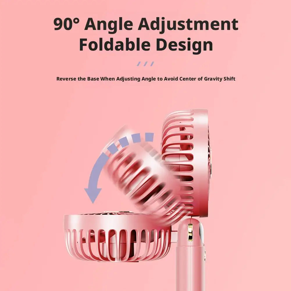 Portable Mini Fan With 6 Speeds LED USB Rechargeable Charging Small Foldable Battery Fans Handheld Desk Bedroom Indoor Outdoor
