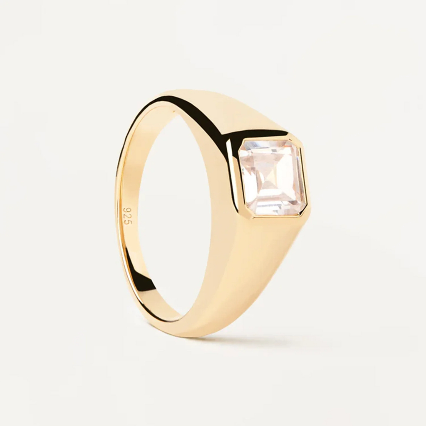 DPLAOPA 925 Sterling Silver Gold Thick Band Big CZ Zircon Size Ring Women Luxury Fine Jewelry 2023 Fine Jewelry Crystal