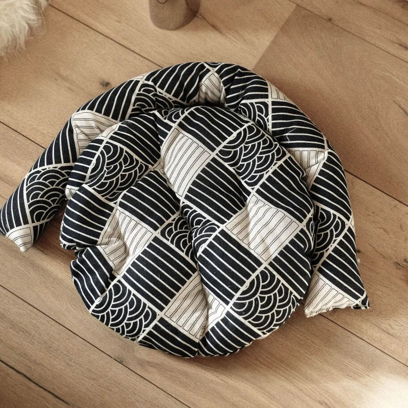 Four season universal cat nest with ball, cotton rope, woven pet nest, round, scratch resistant pet supplies