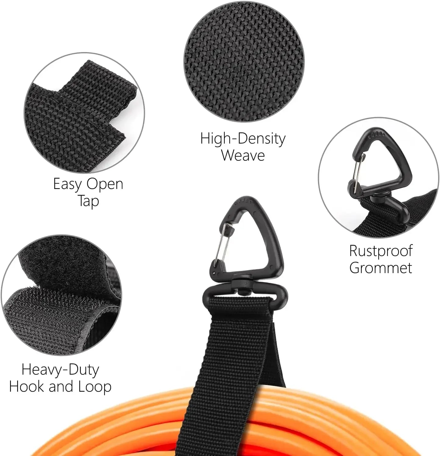 Extension Cord Holder Organizer Car Trunk Tool Heavy-Duty Hook Loop Storage Strap for House Basement RV Garage for Cables Winder
