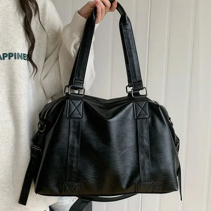 Big Black Shoulder Bags for Women Large Hobo Shopper Bag Solid Color Quality Soft Leather Crossbody Handbag Lady Travel Tote Bag