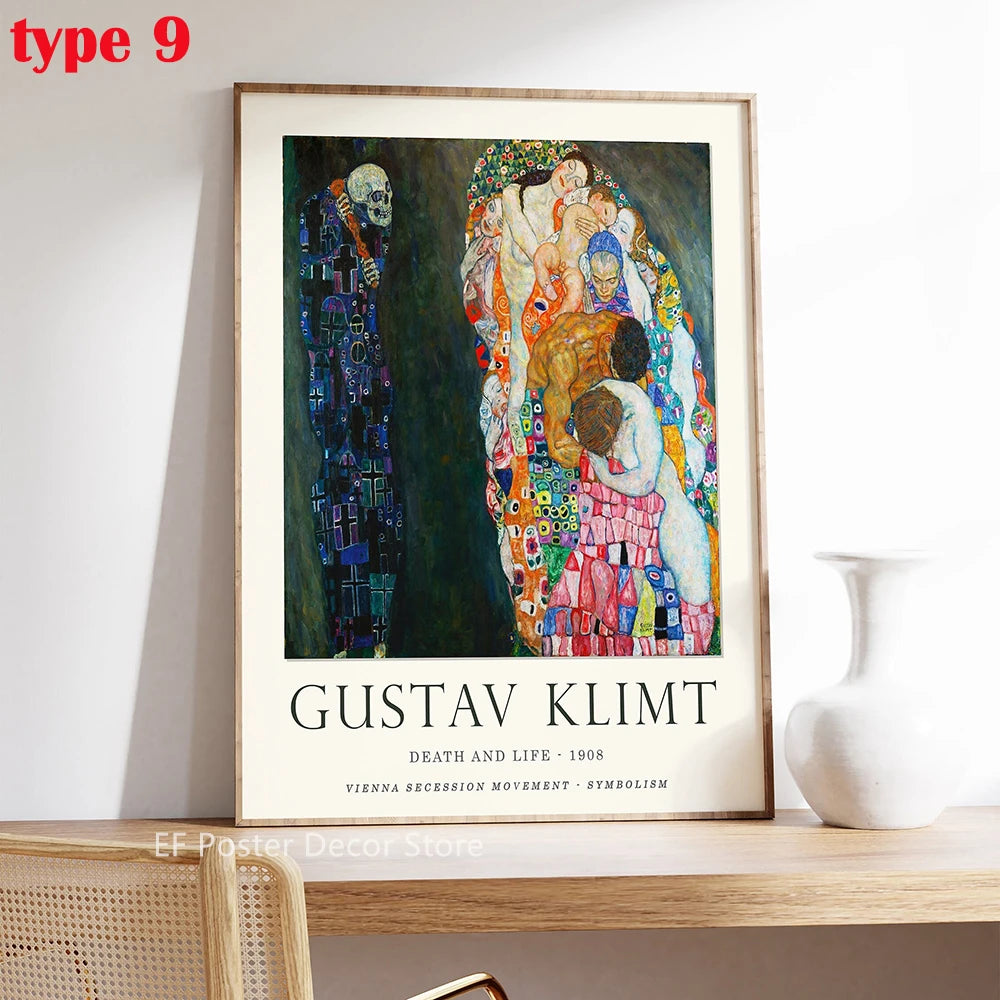 Floral Scenery Poster Exhibition Garden Aesthetic Prints Klimt Artwork Room Home Club Hallway Gallery Cafe Decor Wall Painting