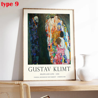 Floral Scenery Poster Exhibition Garden Aesthetic Prints Klimt Artwork Room Home Club Hallway Gallery Cafe Decor Wall Painting