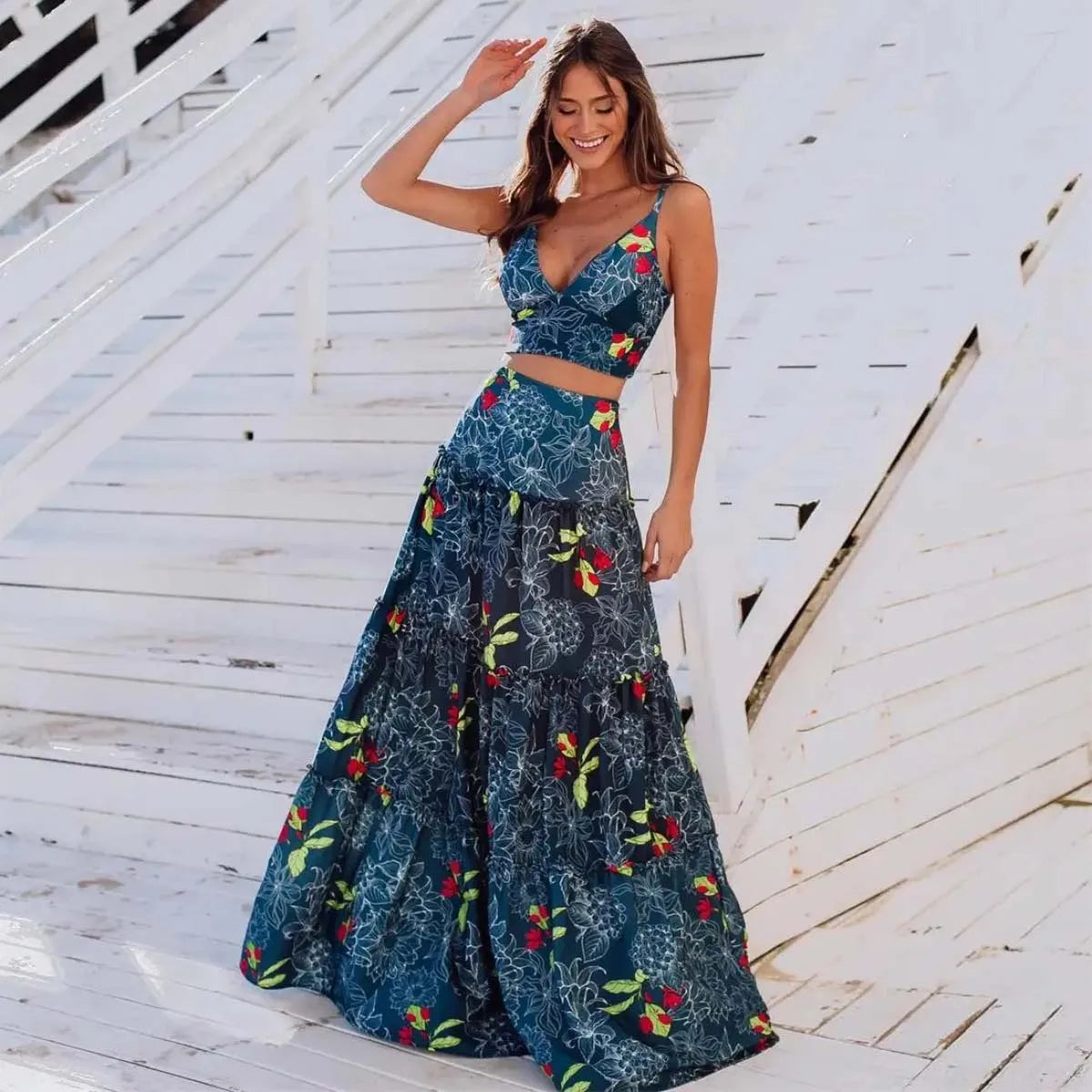 Print Ruffle Beach Cover Up Floral Hot Swimsuits 2025 Sexy Beach Outfits For Women Tunics for Beach Long Playa Bikini Cover Up