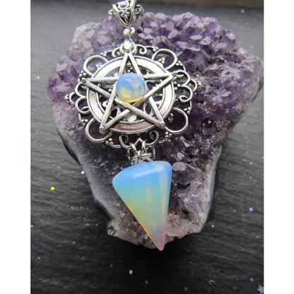 White Purple or Green Witch Necklace, Pagan Necklace, Witch Necklace, Wicca Necklace, Pentacle Jewelry, Pagan, Wicca, Pentagram