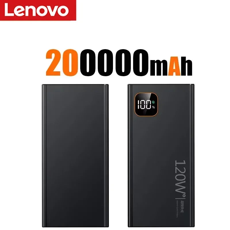 Lenovo 500000mAh Portable Power Bank 120WSuper Fast Charging Large Capacity External Battery Charger Powerbank For Xiaomi iPhone