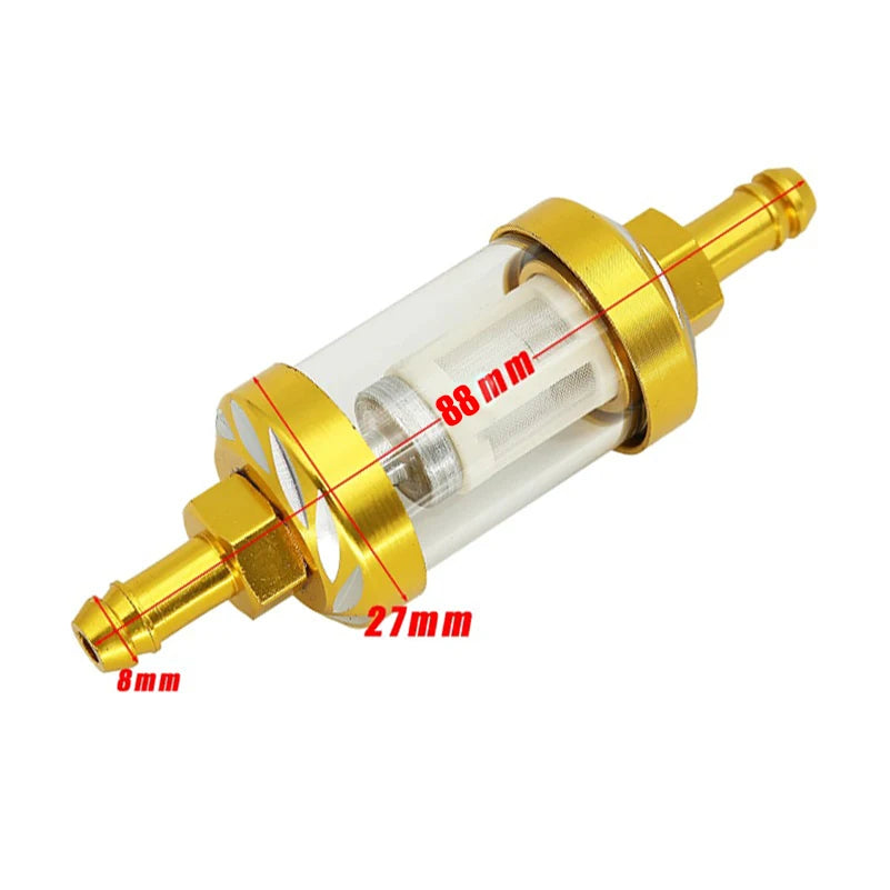 8mm CNC Aluminum Alloy Glass Gas Fuel Oil Filter Moto for Dirt Pit Bike 125/140/150/160cc CRF70 90 110 TTR100 110 KLX65