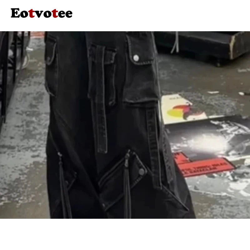 EOTVOTEE Baggy Jeans for Women Vintage Washed Chic Casual Denim Trousers Spring Summer 2025 New Fashion Female High Waist Jeans