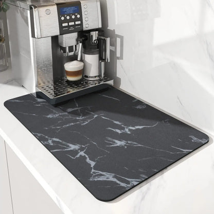 Coffee Machine Mat Rubber Backing Water-Absorbent Dish Drying Pad Kitchen Worktop Drainage Mat Home Decor