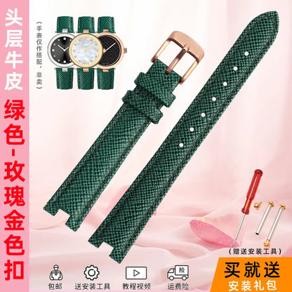 High Quality Notched Watch Strap for Gucci YA141401 YA141505  YA1414 YA1415 GC Women's Watch Leather Watchband 12x5mm 14x5mm