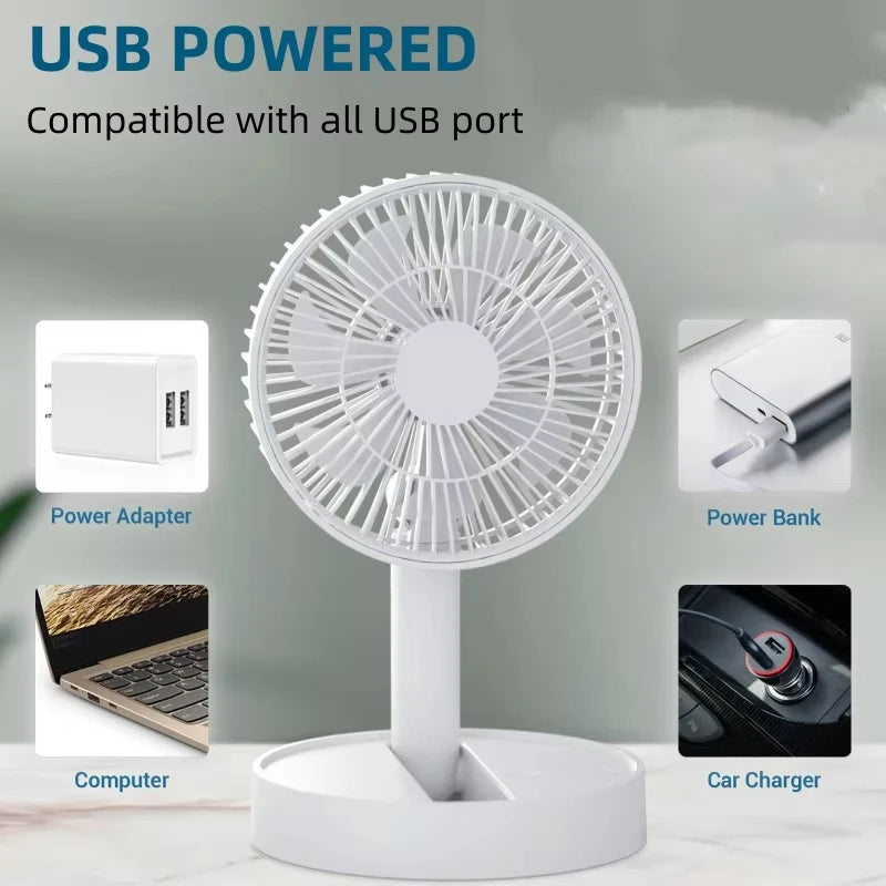 Lenovo Portable Foldable Desktop Fan USB C Rechargeable 3600mAh Battery 4 Speed Ultra Quiet Fan for Home Office Bedroom Dorm