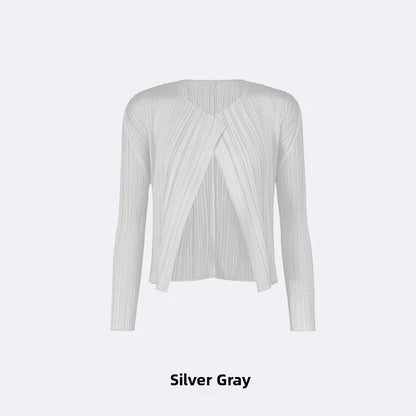 Slimming Woven ort Coat Jaet Women's Faion Spring Autumn Thin Design Sense Folded Cardigan Outerwear Sli Outer Layer