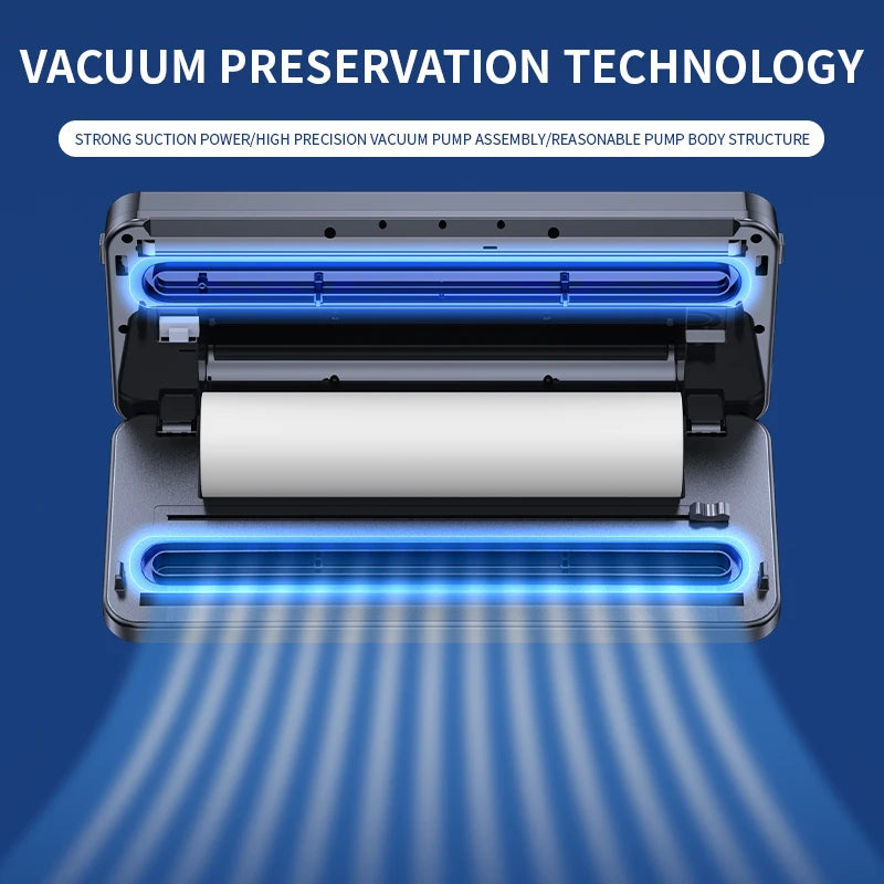 Electric Vacuum Sealer Built-in Cutter Kitchen Food Storage Seal Touch Button Dry/Wet Food Package Sealer Kitchen Vacuum Sealer