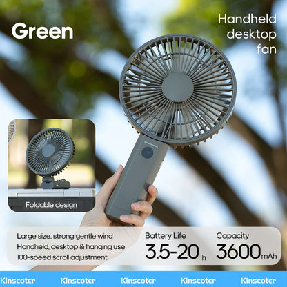 New Portable Folding Handheld Fan 3000mAh Desktop Rechargeable Fan Angle Adjustable for Home Outdoor Travel Camping