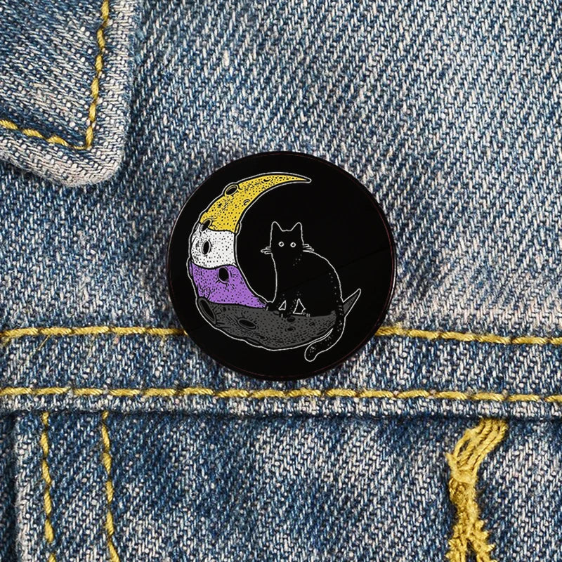 Lapel teacher tote Bag backpacks Badge Cartoon gift Pines Brooch for women Non Binary Pride cat Pins Custom cute Pines Shirt