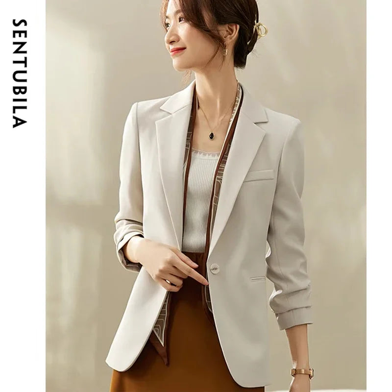 SENTUBILA Blazer Women 2025 Spring Autumn Elegant Fashion Office Lady Work Business Professional Notched Suit Jacket 153XA3220X