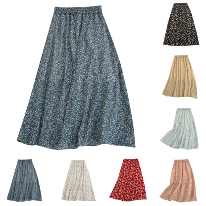 Women's Fashion And All-match Spring And Summer Casual Retro Temperament Floral Printed Skirt Falda Larga Elegante Para Mujer