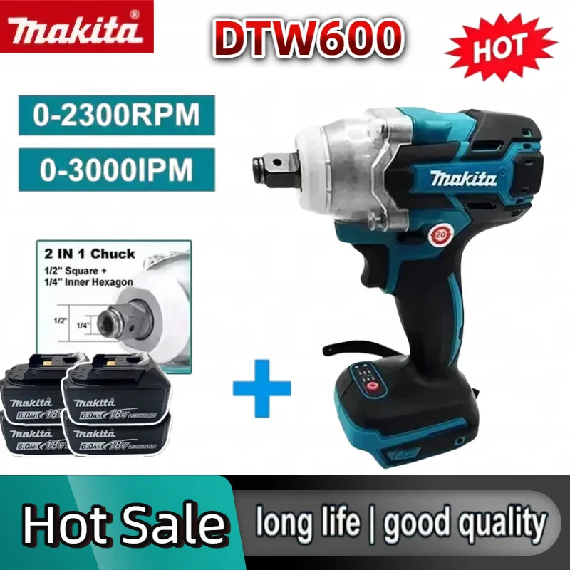 Makita  Rechargeable Tool  DTW600  High Torque Brushless Electric Wrench Impact Wrench Cordless Auto Repair Power Tools