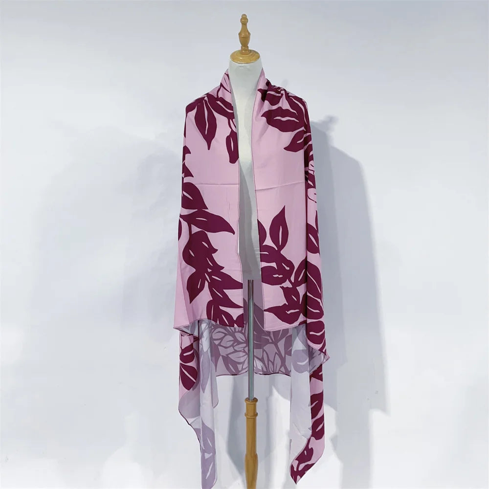New Arrival Rayon Cotton Hawaiian Sarong Pareo Beach Wrap With Attractive Leaf Print for Women Trendy Versatile Bikini Cover-up