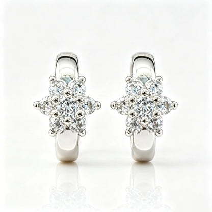 Fine Jewelry Silver Plated Earrings Inlaid With Shiny Zircon Crystal Flower Earrings Charm Jewelry For Women Gift Engagement