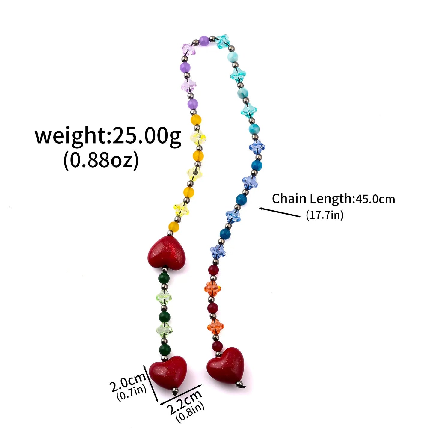 Fashion Key Chain With Red Heart Y2k Style Bag Pendant Cool Trendy Bag Charms Korean Cute Beaded Keychain Ladies Gifts Jewelry