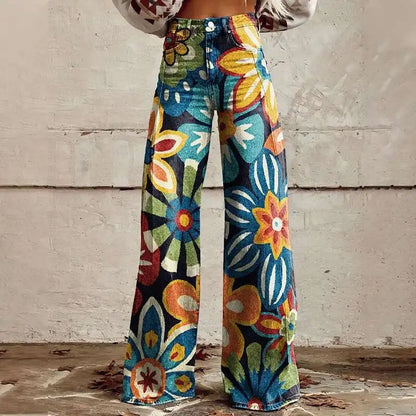 2025 Retro 3D Printing Fashion High Waist Pants High Street Loose Wide Leg Pants for Women Harajuku Trousers Spring Summer