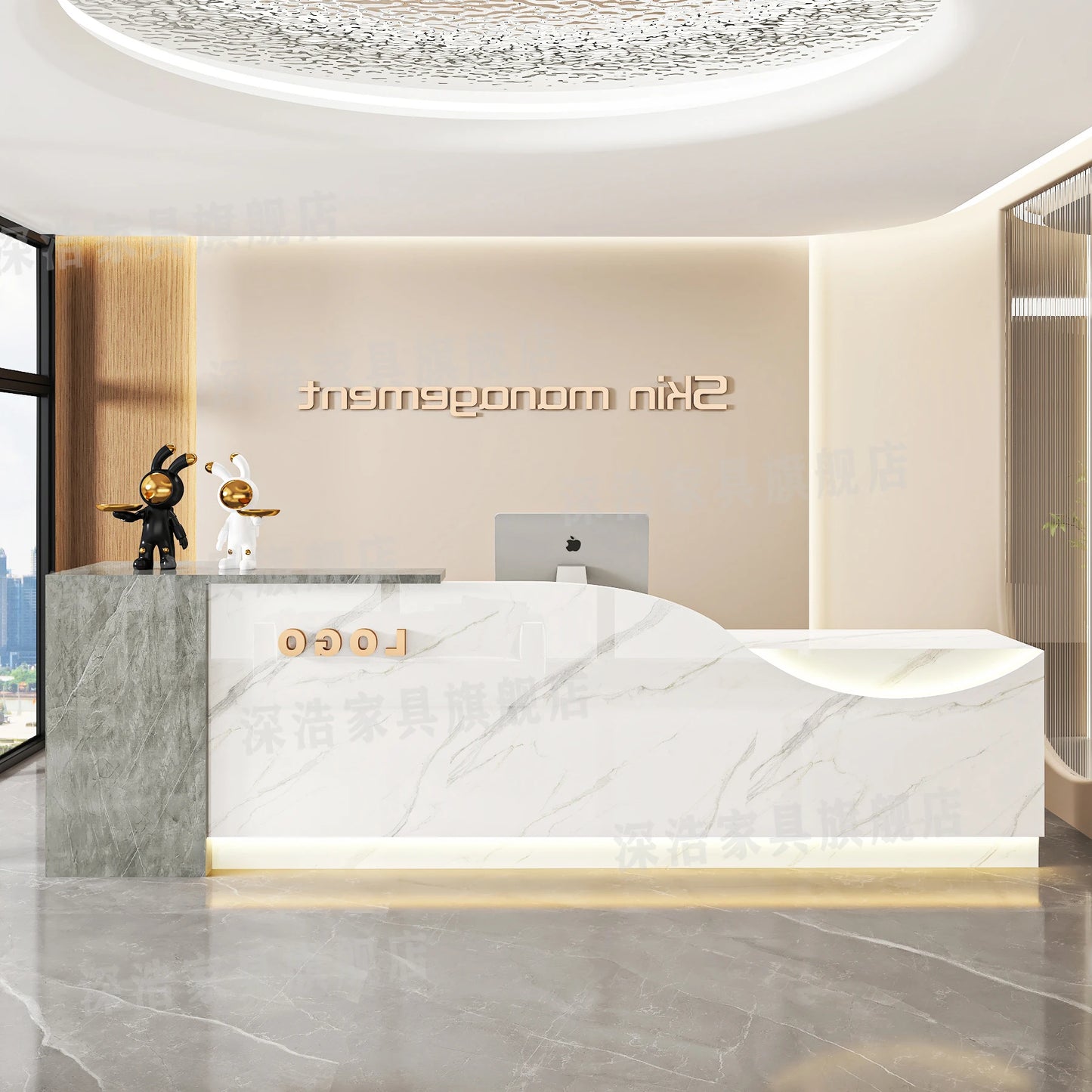 Customized Equipment Reception Desk Beauty Simple Creative Aesthetic Reception Desks Trendy Luxury Mostrador Office Furniture