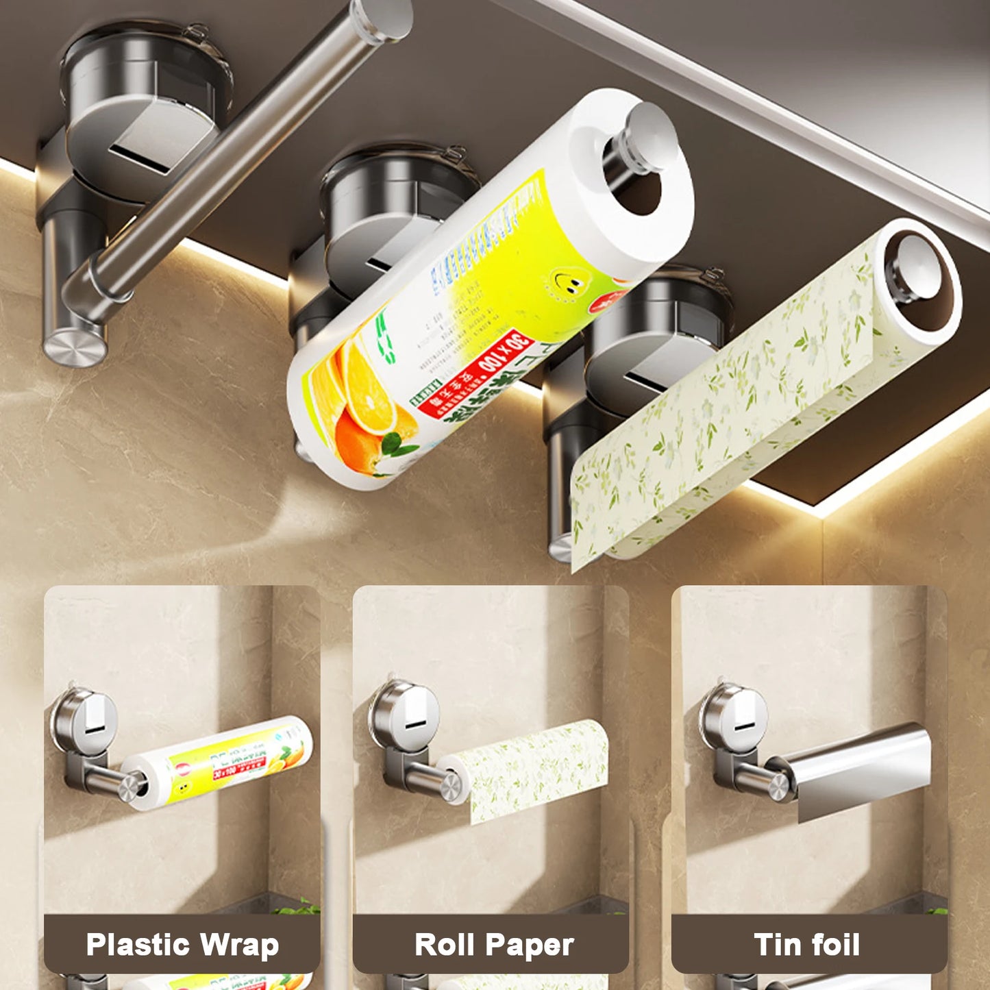 Suction Cup Tissue Hanger Kitchen Paper Towel Holder Toilet Roll Paper Dispenser Cabinet Storage Napkin Rack Bathroom Accessory