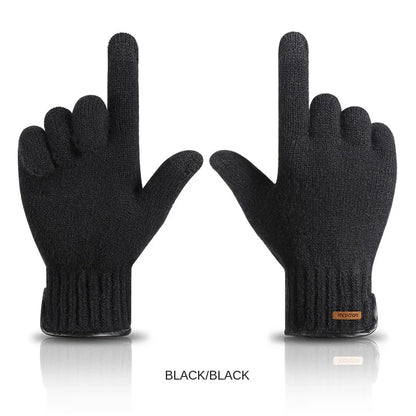 New Winter Imitation Camel Fleece Warm Gloves for Men's Outdoor Touch Screen High Elastic British Business Knitted Woolen Gloves
